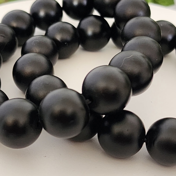 2 Black Agate Bead Stretch Bracelet - Picture 4 of 7